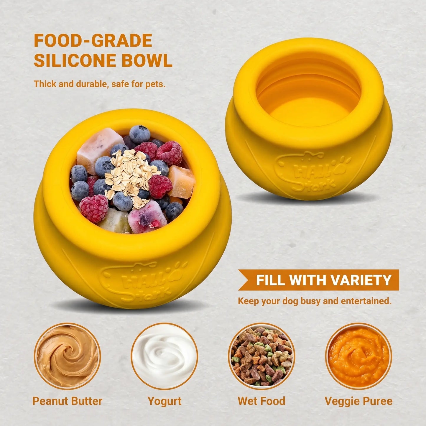 Hallostark Food-Grade Silicone Slow Feeder Dog Bowl - Bpa-Free Interactive Toy, Burns Energy, Mental Exercise, Universal Fit, Wobbles Freely, Freezer/Dishwasher Safe, 125Mm X 100Mm Blue Pet Lover Gift