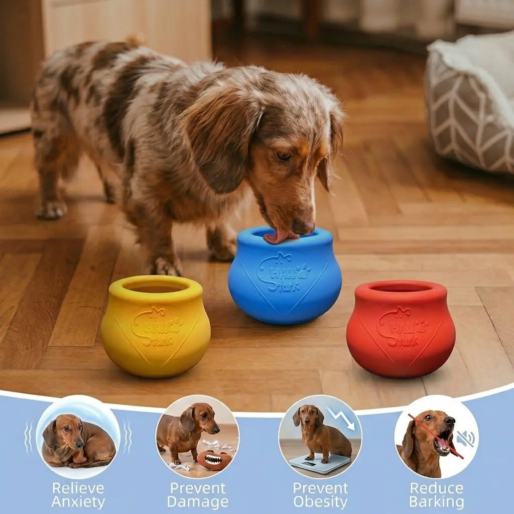 Hallostark Food-Grade Silicone Slow Feeder Dog Bowl - Bpa-Free Interactive Toy, Burns Energy, Mental Exercise, Universal Fit, Wobbles Freely, Freezer/Dishwasher Safe, 125Mm X 100Mm Blue Pet Lover Gift