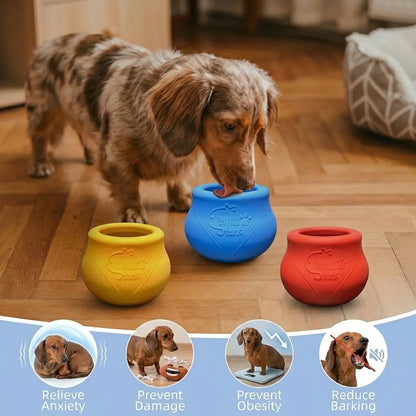 Hallostark Food-Grade Silicone Slow Feeder Dog Bowl - Bpa-Free Interactive Toy, Burns Energy, Mental Exercise, Universal Fit, Wobbles Freely, Freezer/Dishwasher Safe, 125Mm X 100Mm Blue Pet Lover Gift